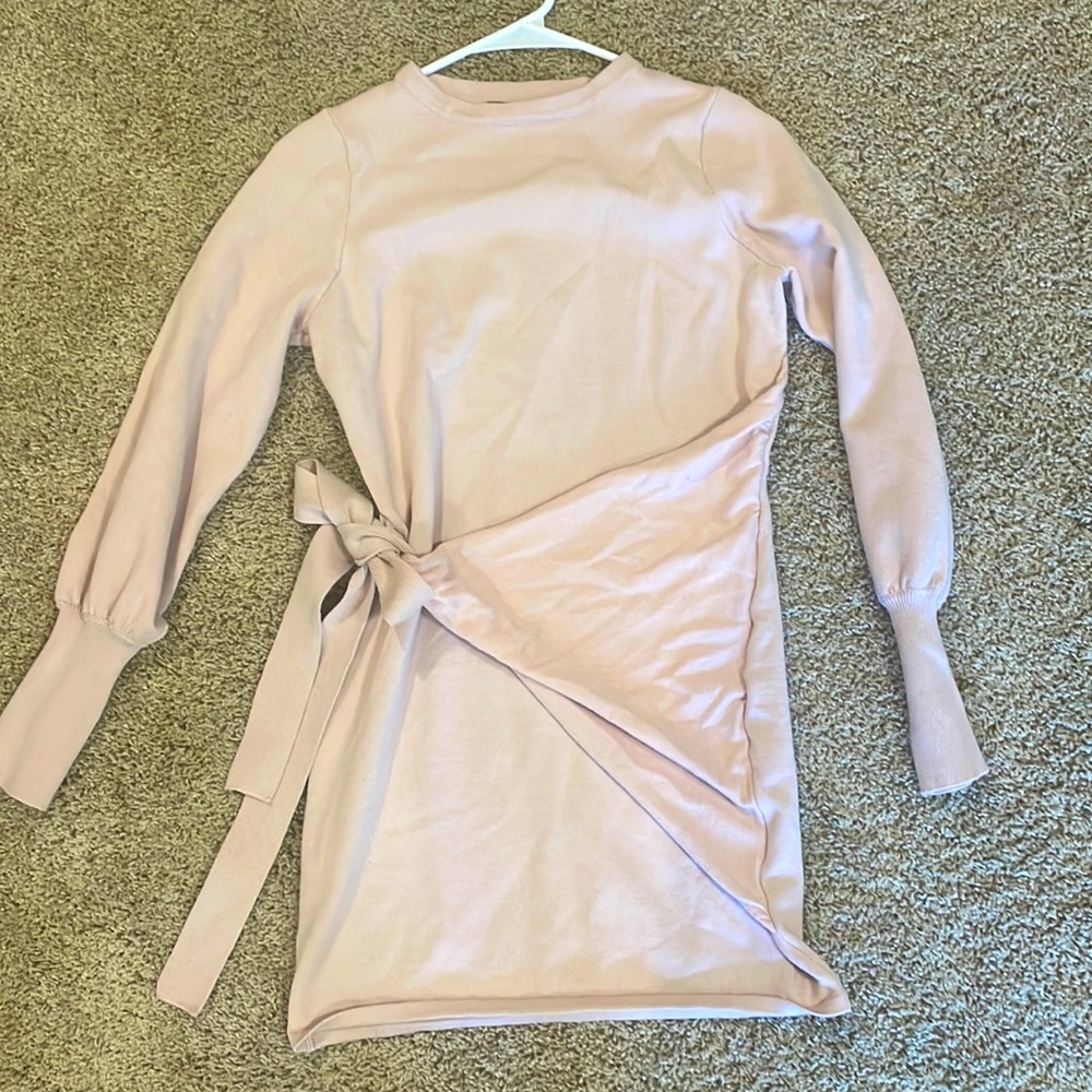 Blush pink wrap sweater dress. New without tags.